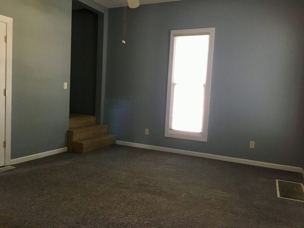 New carpet and restored walls.