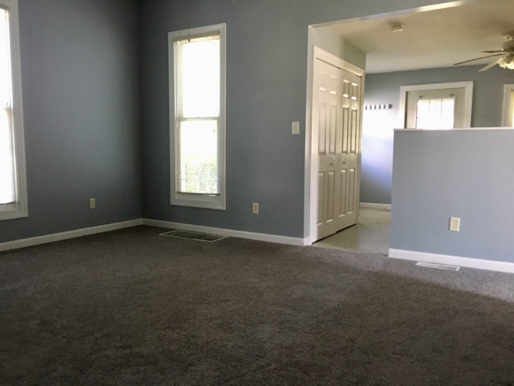 New carpet and restored walls.